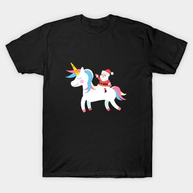 Christmas Santa Riding Unicorn T-Shirt by designs4up